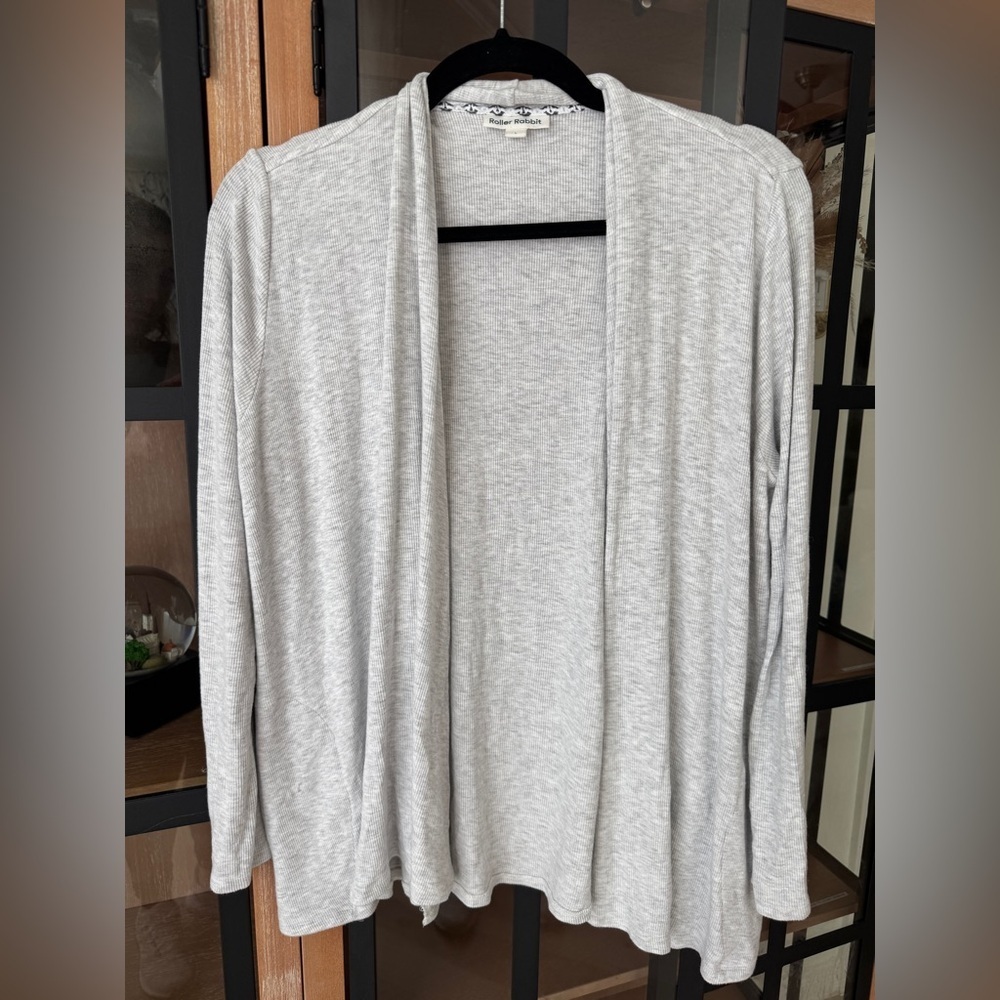 Roller Rabbit cardigan open ribbed knit sweater pajamas loungewear travel